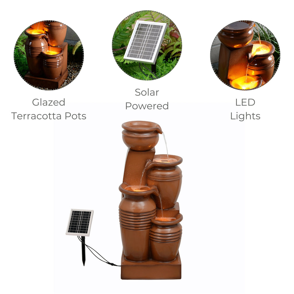Teamson Home 28.74" Solar Water Fountain with LED Lights, Navy