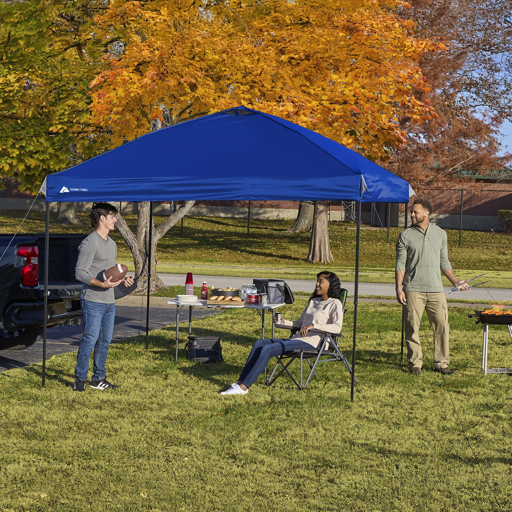Ozark Trail 10x10 Instant Pop Up Canopy Tent with Simple Push Setup – Straight Leg Pop-Up Tent for Tailgating, Camping & Events, White