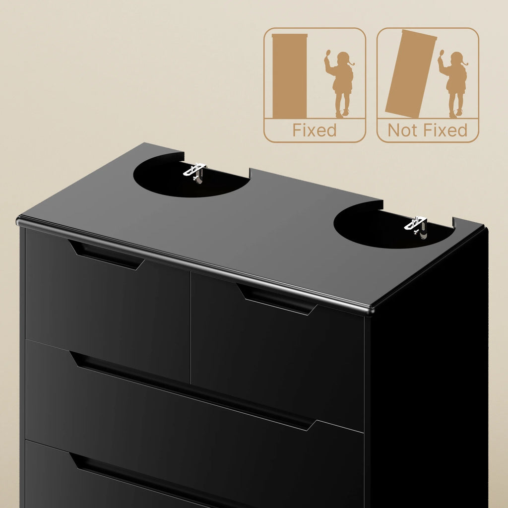 Dresser for Bedroom, Lofka 6 Drawer Dresser, Chest of Drawers Tall White Dresser with Anti-Tripping, Cutout Handles