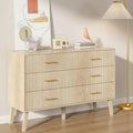 Fluted 6 Drawers Dresser, Wide Modern Chest of Drawers, 6 Drawer Double Dresser