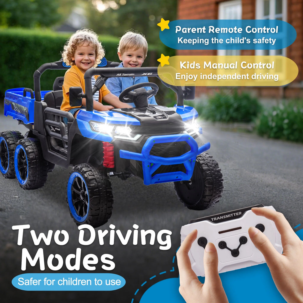 Xuanlur 24V 2 Seater Kids Ride on Car Truck, Ride on UTV W/ 2x200W Motor, 24 Volt Ride on Toys W/ Dump Bed/Shovel, Electric Car for Kids W/ Durable Tires, LED Light, Music, Remote Control, Black