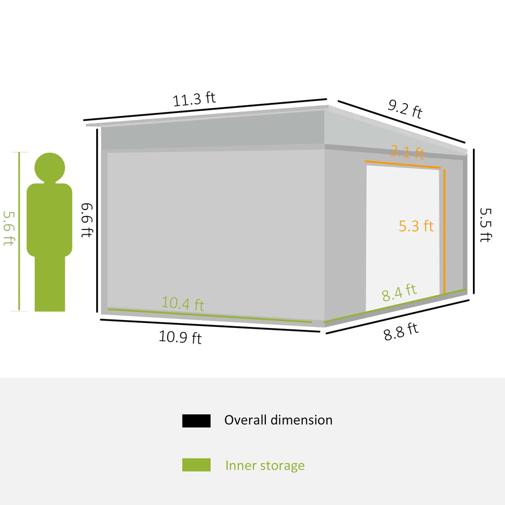 Outsunny 4.6' x 9' Metal Outdoor Storage Shed, Garden Utility Tool House with Double Lockable Doors for Backyard, Patio, Lawn, Garage, White