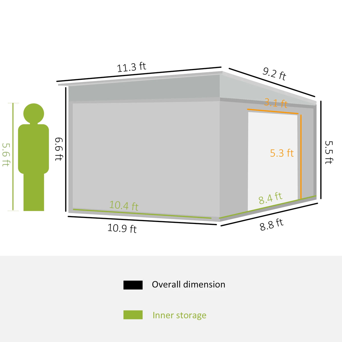 Outsunny 4.6' x 9' Metal Outdoor Storage Shed, Garden Utility Tool House with Double Lockable Doors for Backyard, Patio, Lawn, Garage, White