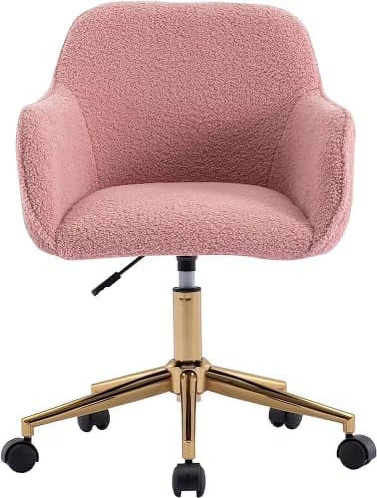 Modern Faux Fur Home Office Chair Height Adjustable, White Desk Chair Vanity Chair for Makeup Room, Rolling Desk Chairs with Wheels, Swivel Furry Cute Desk Chair for Teen Girls Women