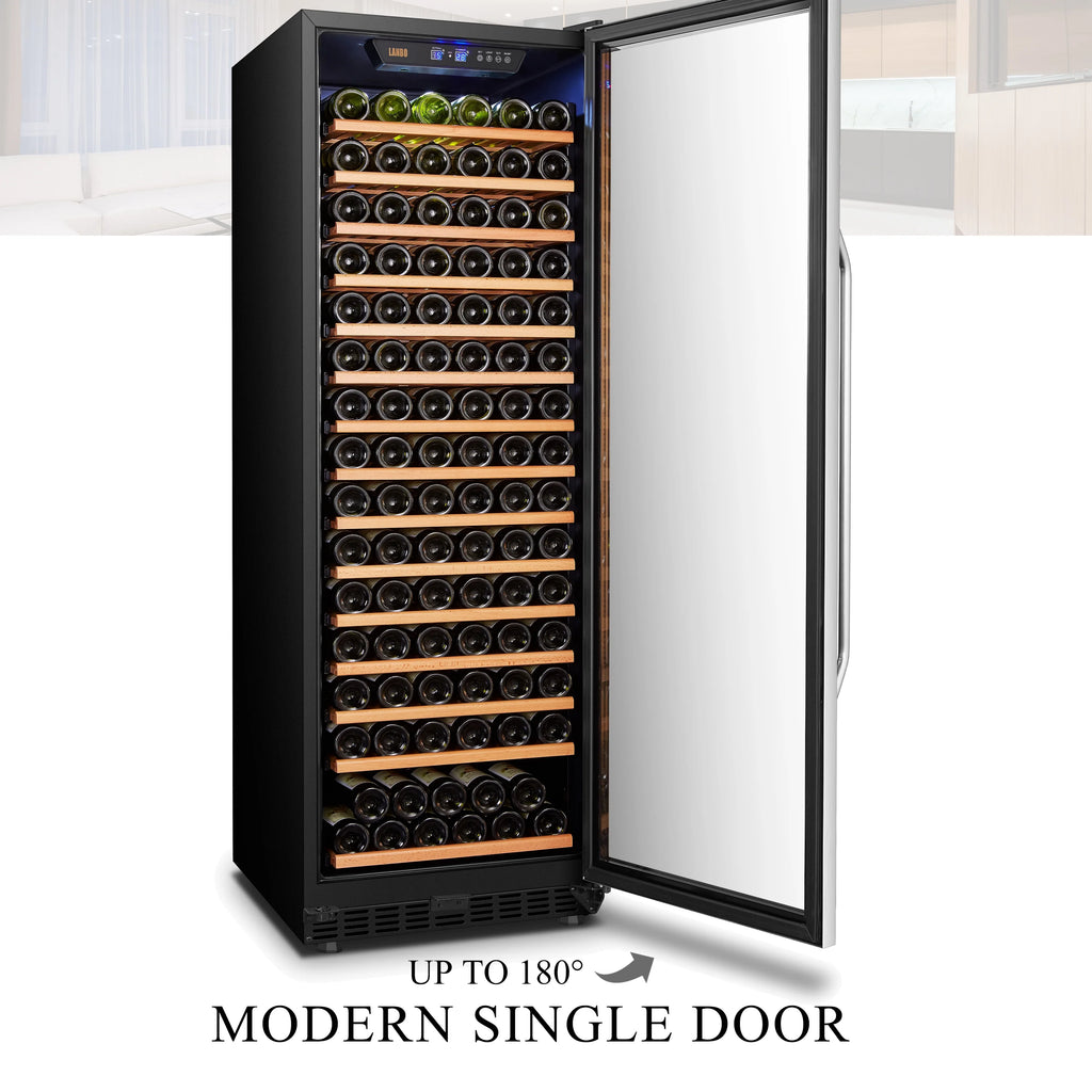 Lanbo 165 Bottle Built-in Black Single Zone Wine Cooler 24 inch Width