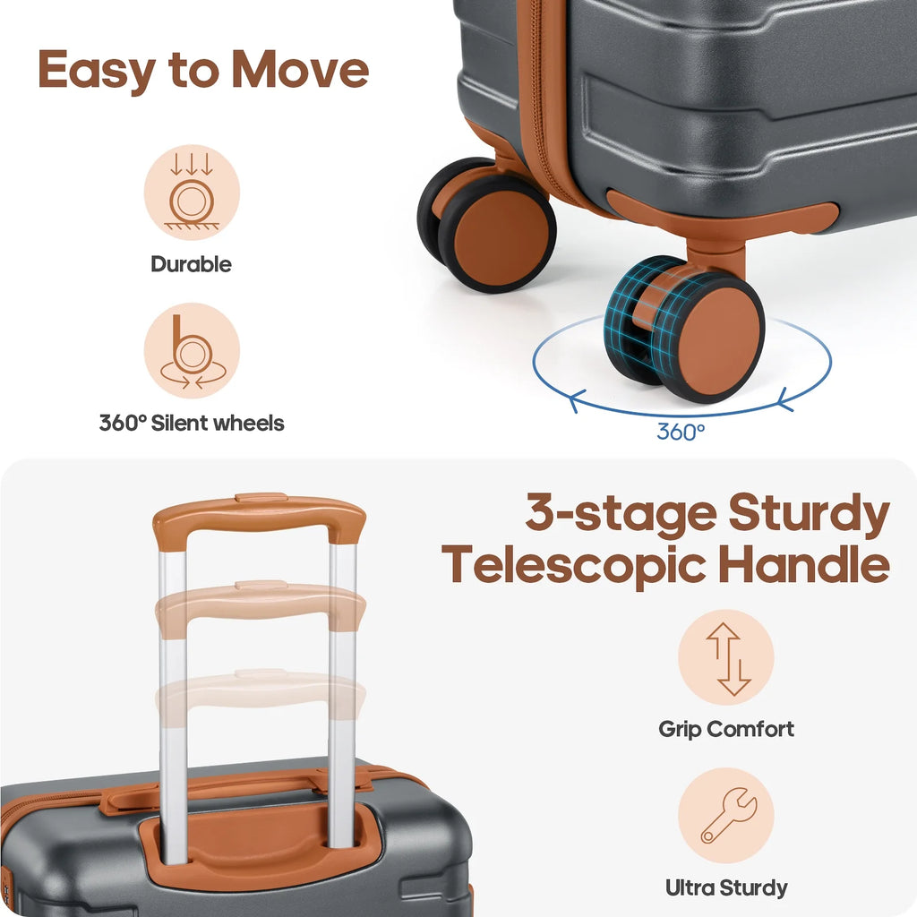 MIUSSE Carry on Luggage Set 3 Piece Hard Shell Luggage Sets with Spinner Wheels TSA Lock Carry on with Backpack Set
