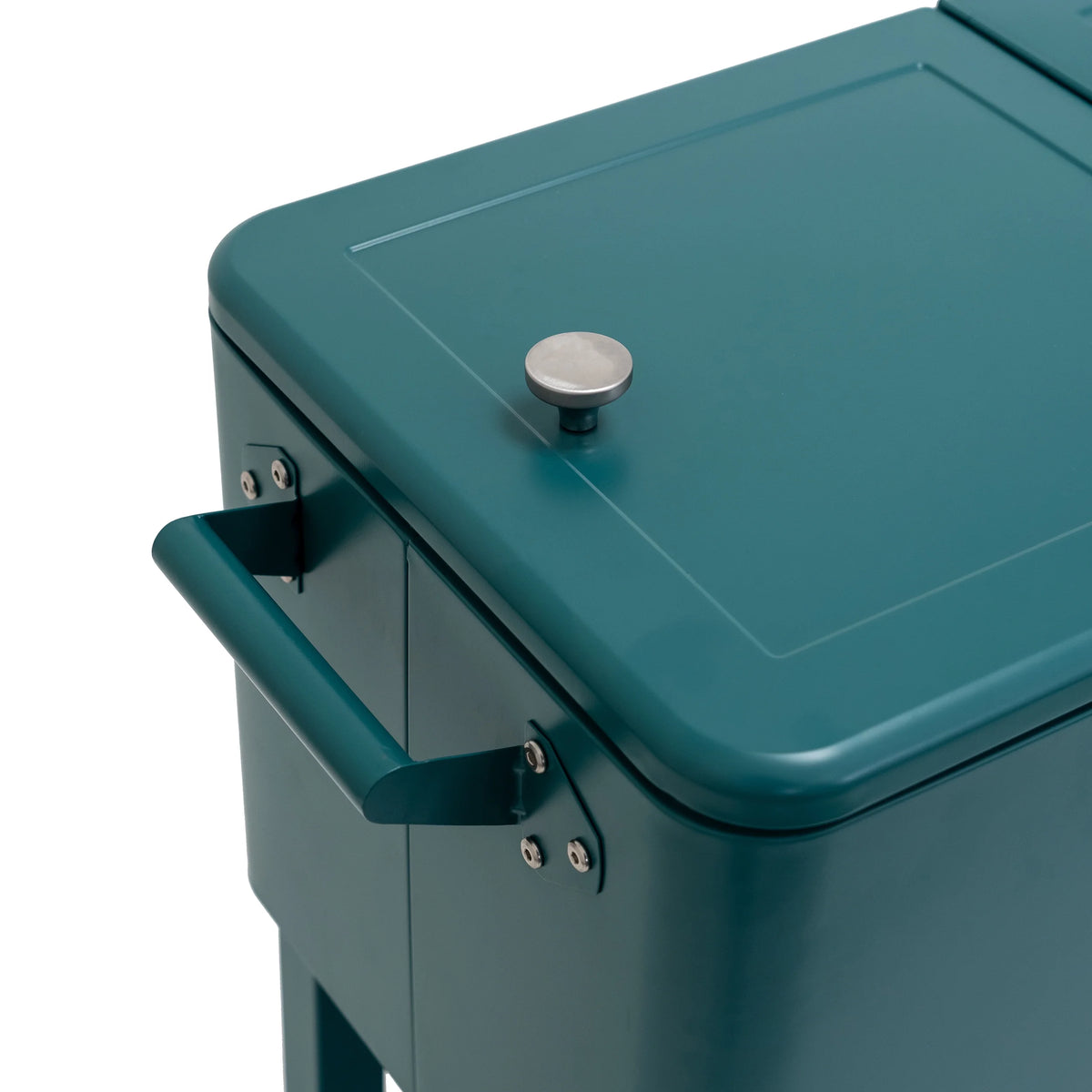 Permasteel 80-Qt Outdoor Steel Patio Cooler with Removable Basin, Rolling Cooler with Wheels, Teal Green