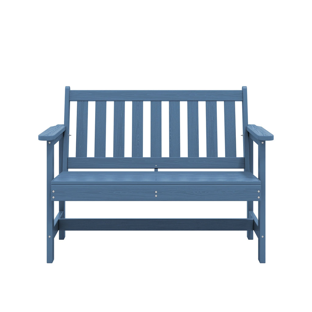 SERWALL Outdoor Bench for 2-Person, Weather-Resistant HDPE with Aluminum Reinforcement, Supports 660 lbs, Comfortable Seating for Patio, Garden, and Porch, Black