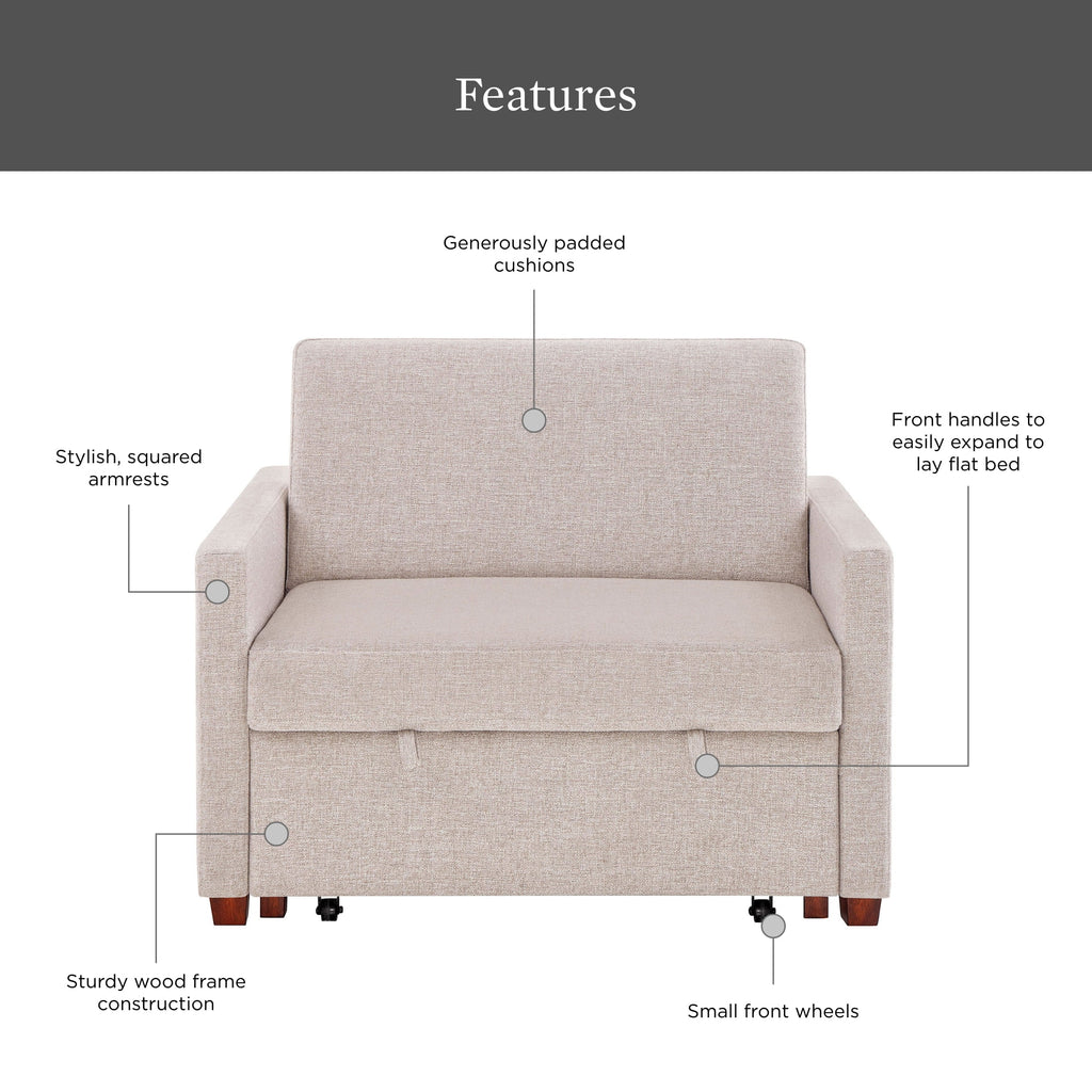 Better Homes & Gardens Nolan Pull Out Sleeper Accent Chair, Wheat