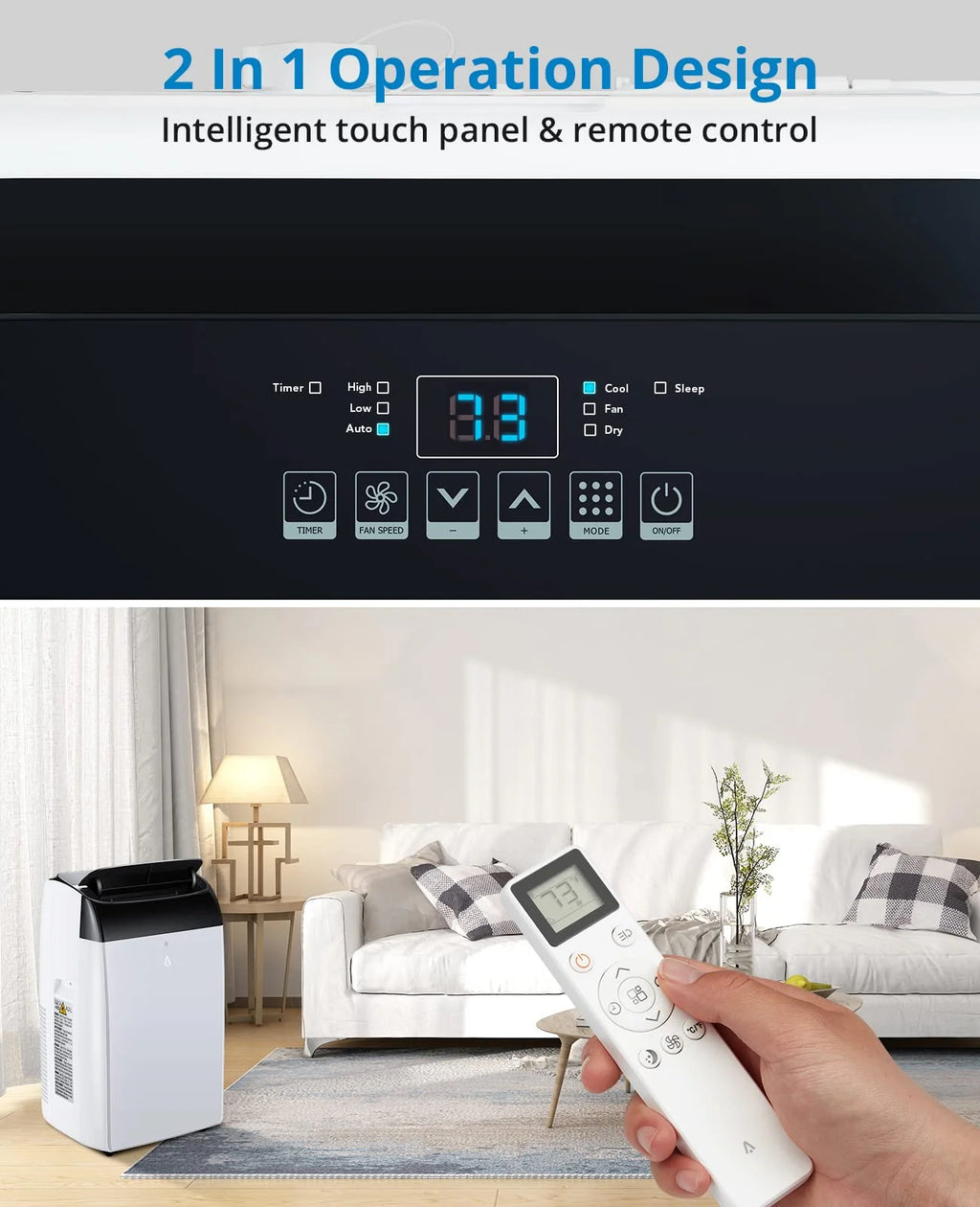 EastVita 10000 BTU Air Conditioner Portable for Room, 3-in-1 AC Unit, Dehumidifier and Fan, Air Conditioners with Remote Control & Window Kit, Sleep Mode, LED Display, Cooling Room up to 450 Sq.ft