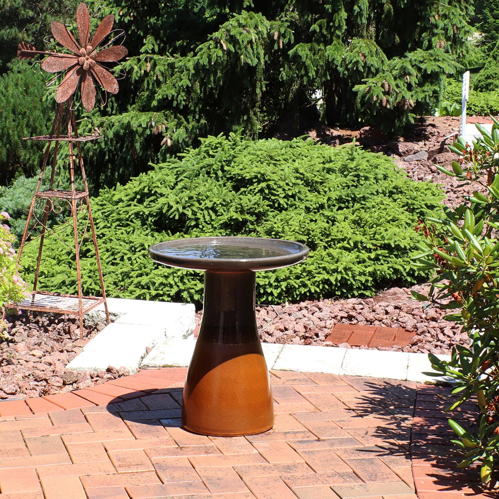 Sunnydaze Freestanding Ceramic Outdoor Bird Bath, Glazed, UV-Resistant Galaxy Blue Finish