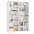 Homfa 74.3�� Double Wide 6-Tier Bookcase, Extra Large Wooden Freestanding Display Bookshelf for Home Office Living Room, White