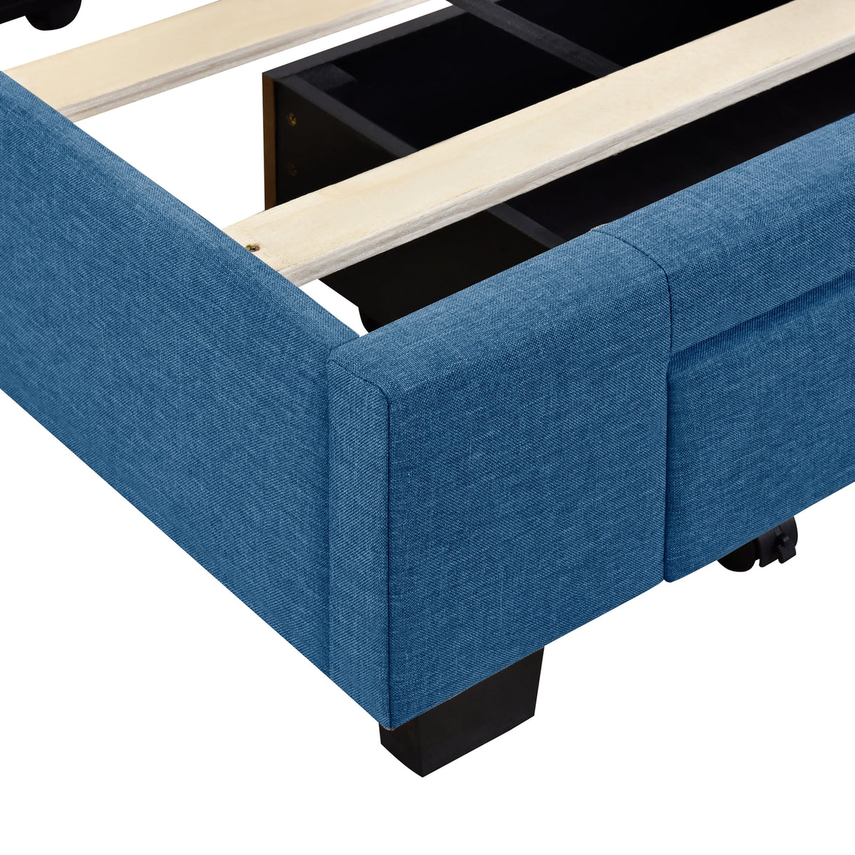 Sesslife Queen Bed Frame with Storage, New Upgraded Linen Upholstered Platform Bed with 3 Drawers, Queen Size Storage Bed with Headboard and Wooden Slats, No Box Spring Needed, Holds 500lbs, Beige