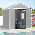 Outdoor Shed & Storage, Seizeen All-Weather Plastic Sheds 82'' H, Sloped Top Garden Shed with Window, Heavy-Duty Resin Outdoor Storage W/Floor, Gray
