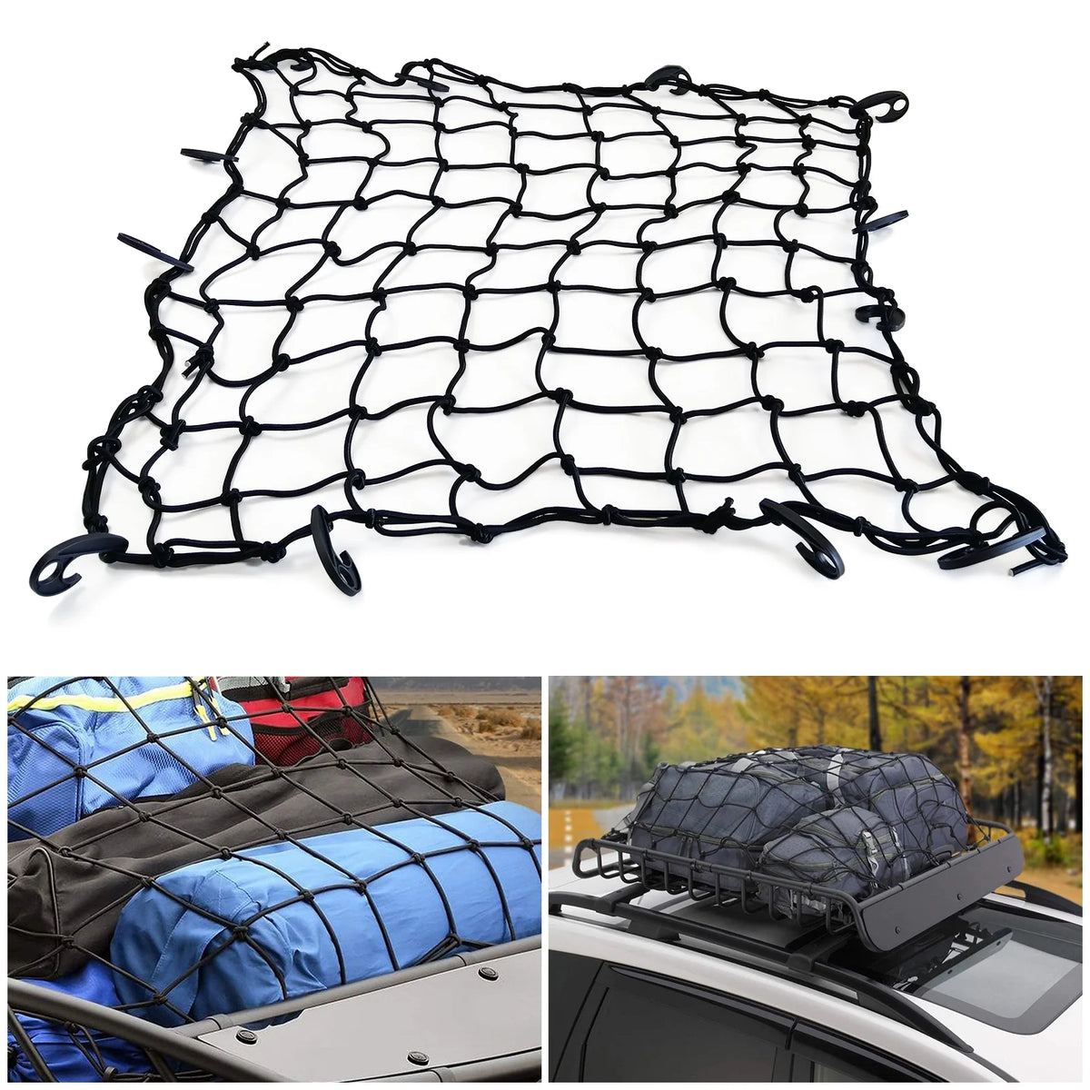 MeeFar Universal Rooftop Roof Rack Steel Cargo Carrier Basket Size 51" X 36" X 5" + Soft Shell Waterproof Cargo Bag 15 Cu.ft (44" 34" 17") Combo