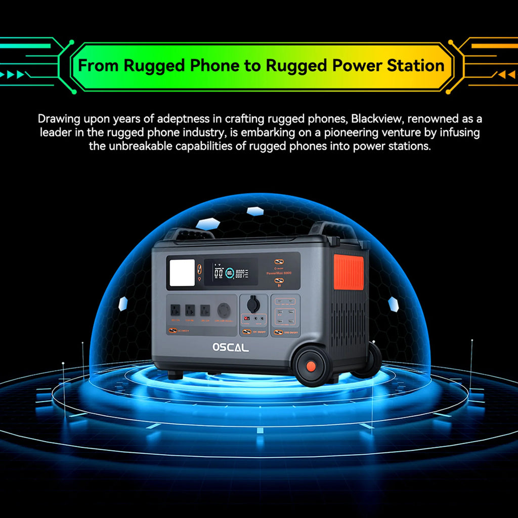 OSCAL PowerMax 6000 Portable Power Station, 3600Wh LiFePO4 Battery with 6000W Output, BP3600 Expansion Battery & 200W Solar Panels, Solar Generator for Camping, Home, Outdoor, Emergency Use