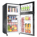 WANAI Two Door Mini Fridge with Freezer, 3.5 Cu ft Small Freezer ,Dark Grey
