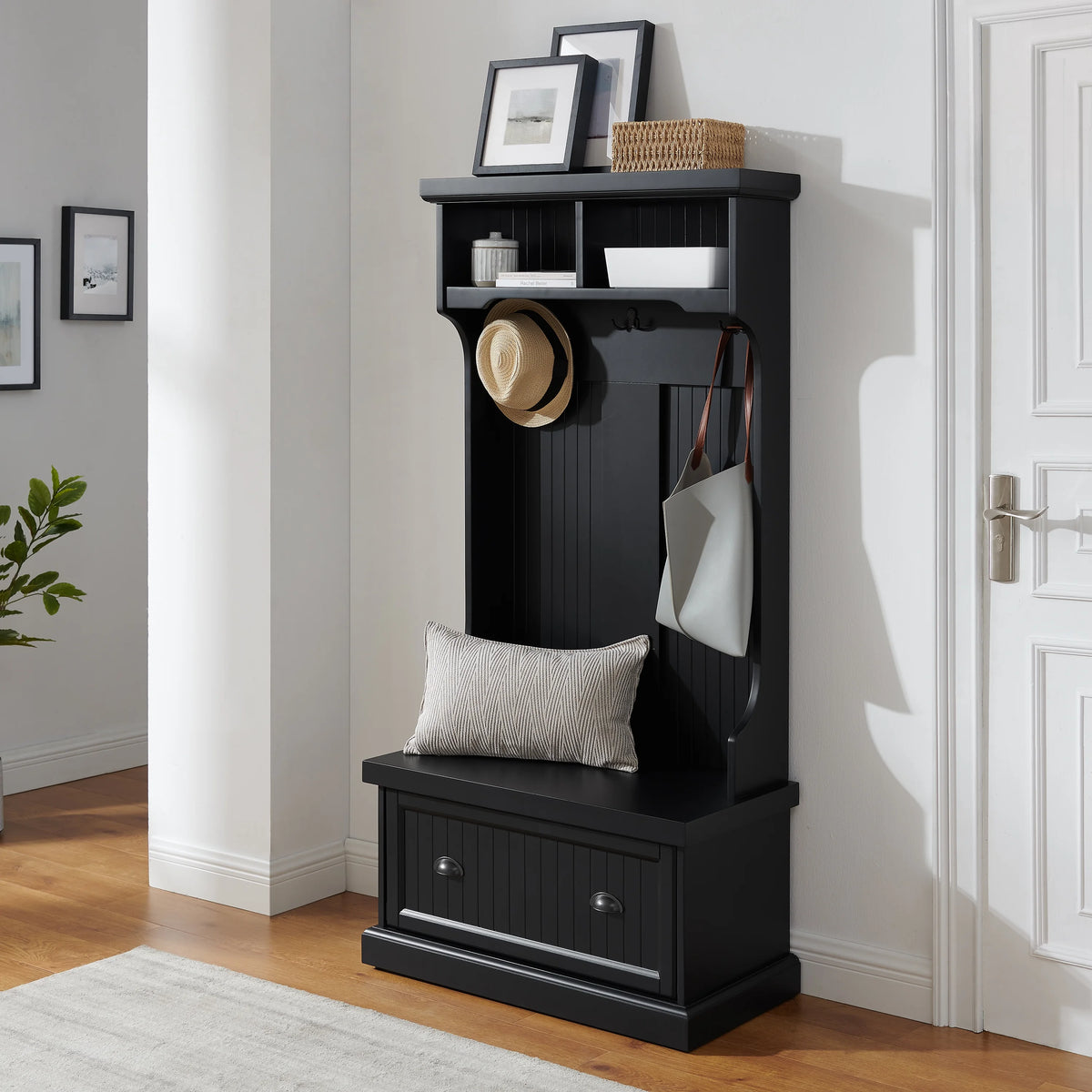 Crosley Furniture Shoreline Coastal MDF Wood Hall Tree in White