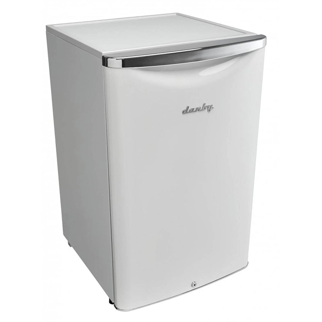 Danby 4.4 Cubic Feet Compact Sized Mini Beverage Refrigerator with Lock, White