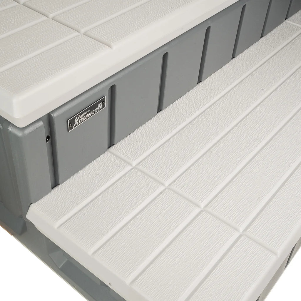 XtremepowerUS Hot Tub Steps With Storage, Spa Step, 36" Length, Camper/Deck Steps, Anti-Slip Brown