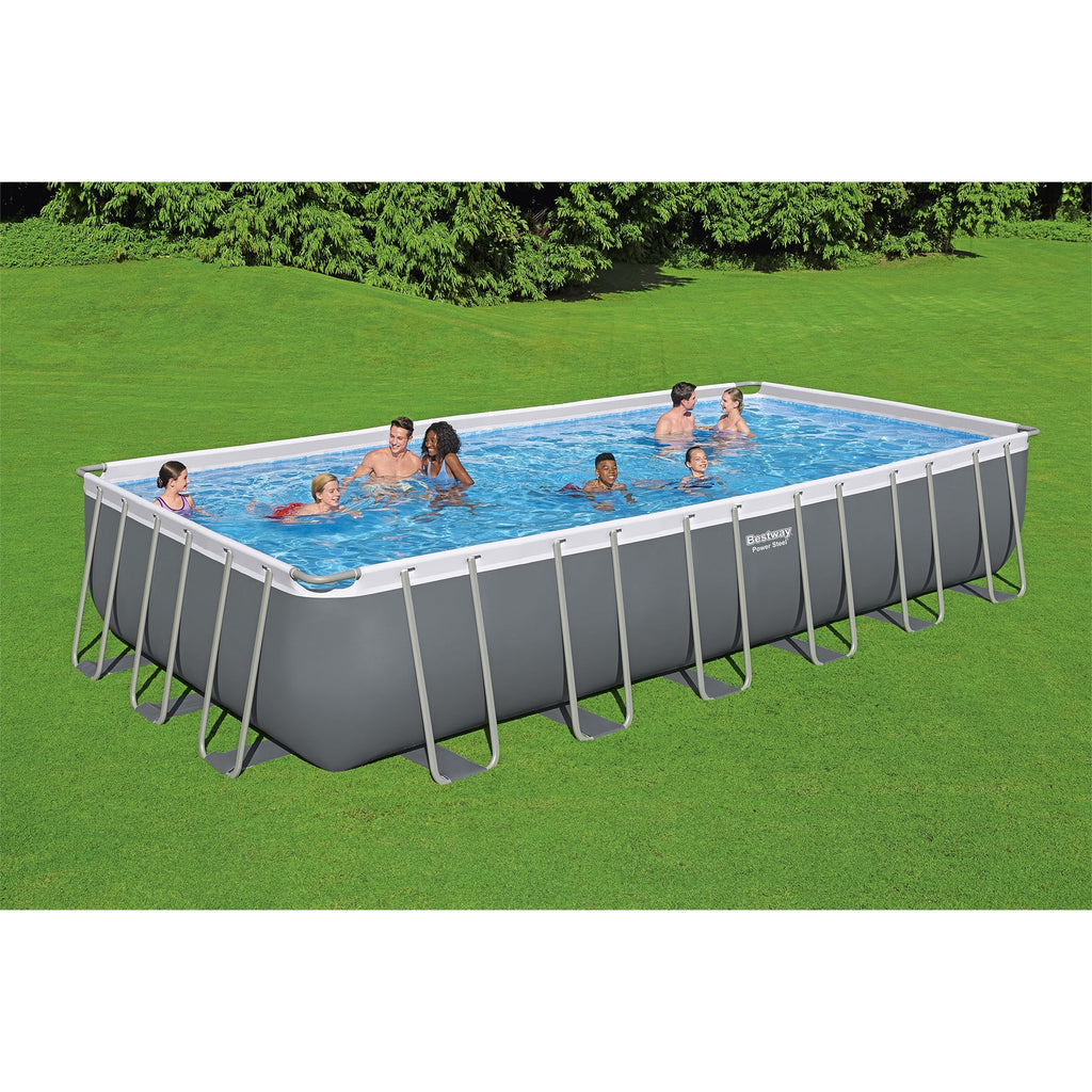 Bestway 24' x 12' x 52" Rectangular Frame Above Ground Swimming Pool Set