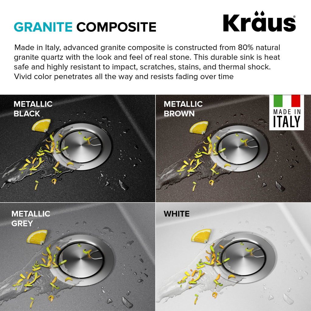KRAUS Bellucci 18 Granite Composite Workstation Drop-In Top Mount Single Bowl Kitchen Bar Sink in White with Accessories