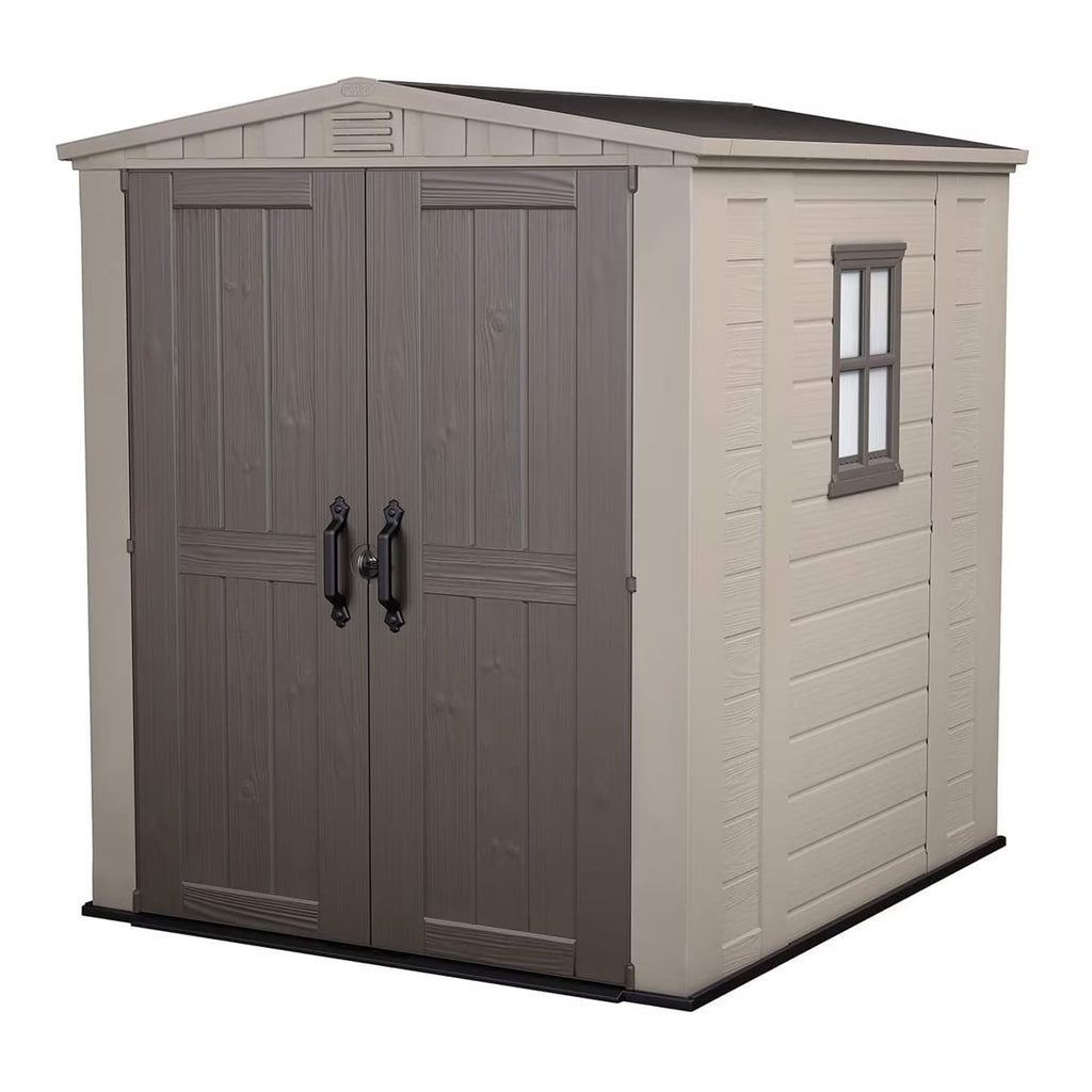 Keter Factor 8 x 11 Foot All Weather Resin Outdoor Storage Shed, Taupe