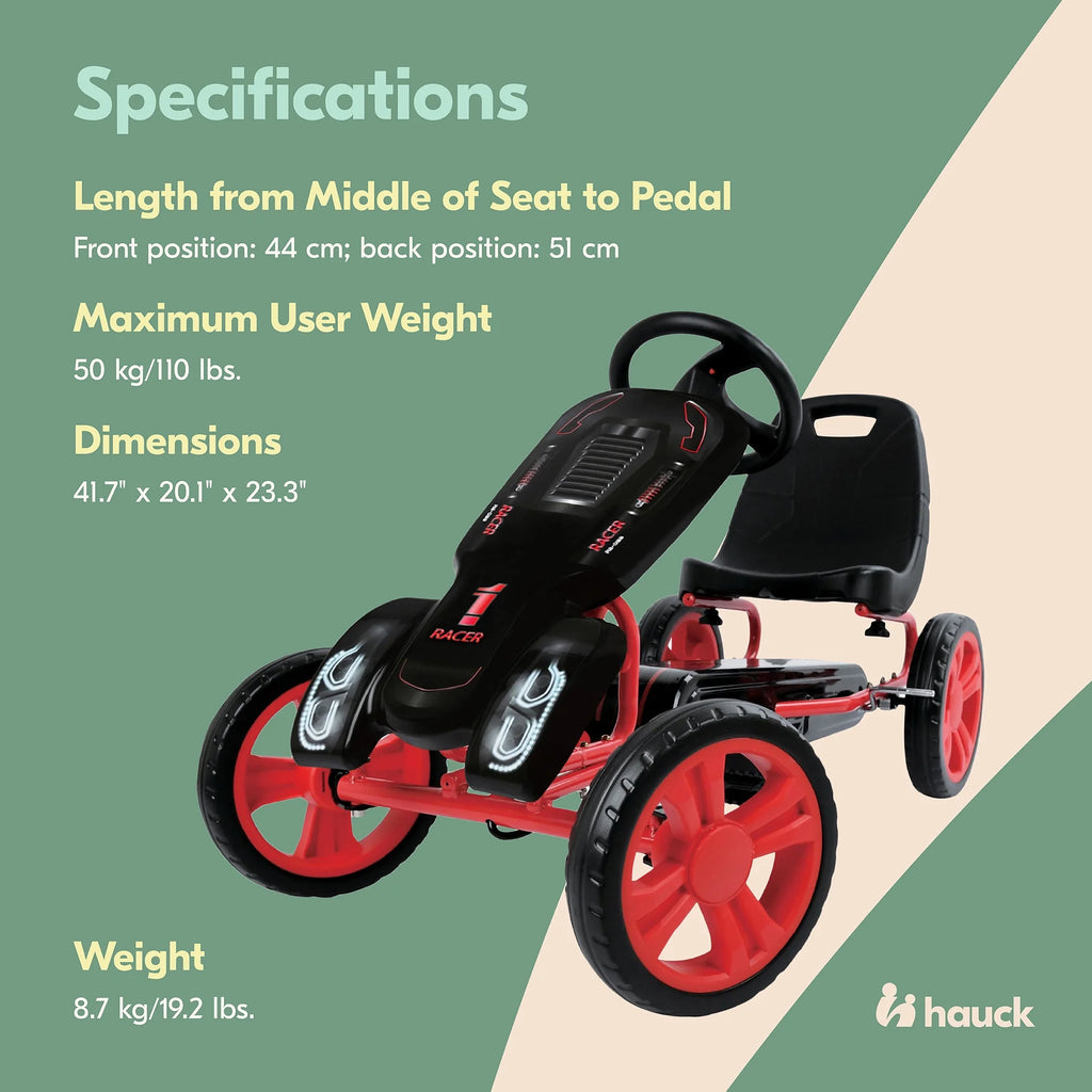 Hauck Speedster Pedal Go Kart w/ Adjustable Bucket Seat for Kids Ages 4 to 8, Fire Rescue