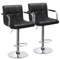 Yaheetech 2pcs PU Leather Adjustable Bar Stools for Dining Room, Black