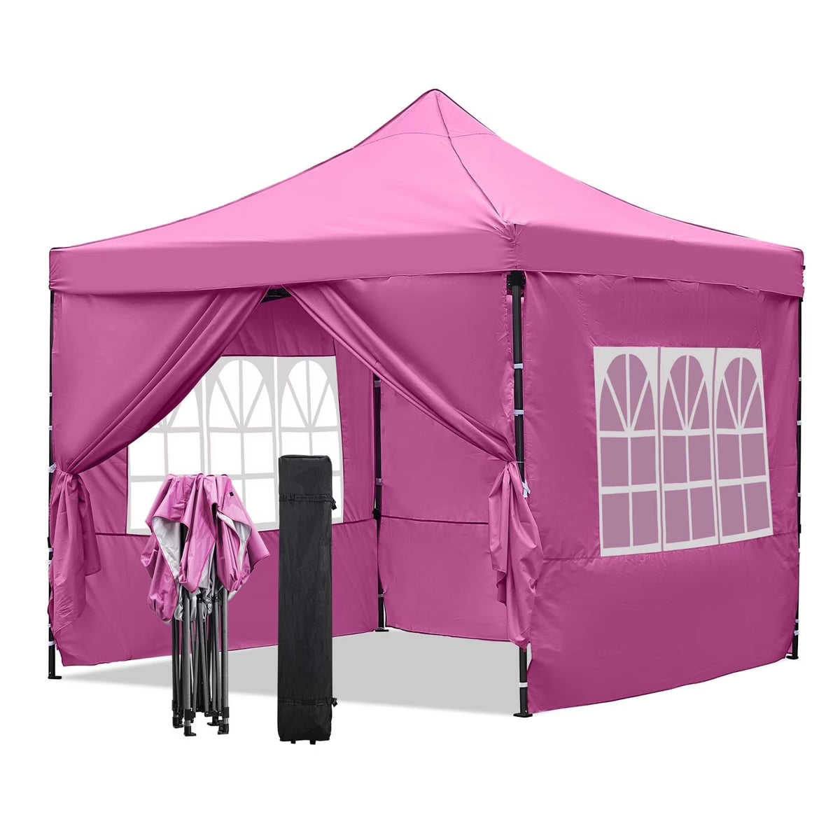 Ainfox 10' x 10'Heavy Duty Pop up Canopy Tent with Sidewalls,Folding Instant Outdoor Gazebo,Sun Shade Tent,Pink
