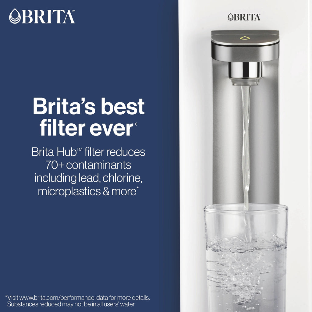 Brita Hub Compact Countertop Water Filtration Device, Water Dispenser, 9 Cup Reservoir, Includes 6-Month Filter, White