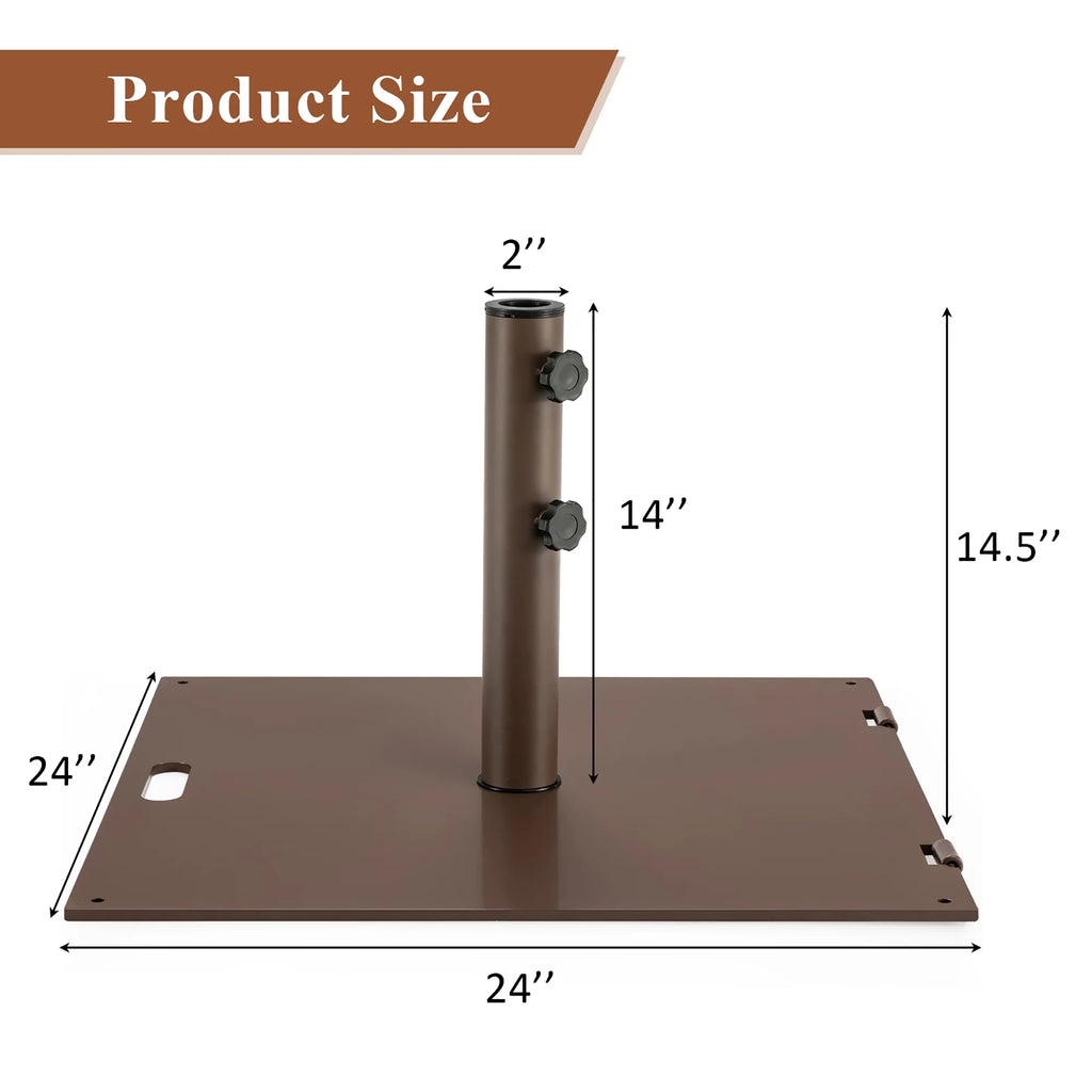 Costway 50LBS Patio Square Umbrella Base Stand Market Umbrellas Handle Wheels