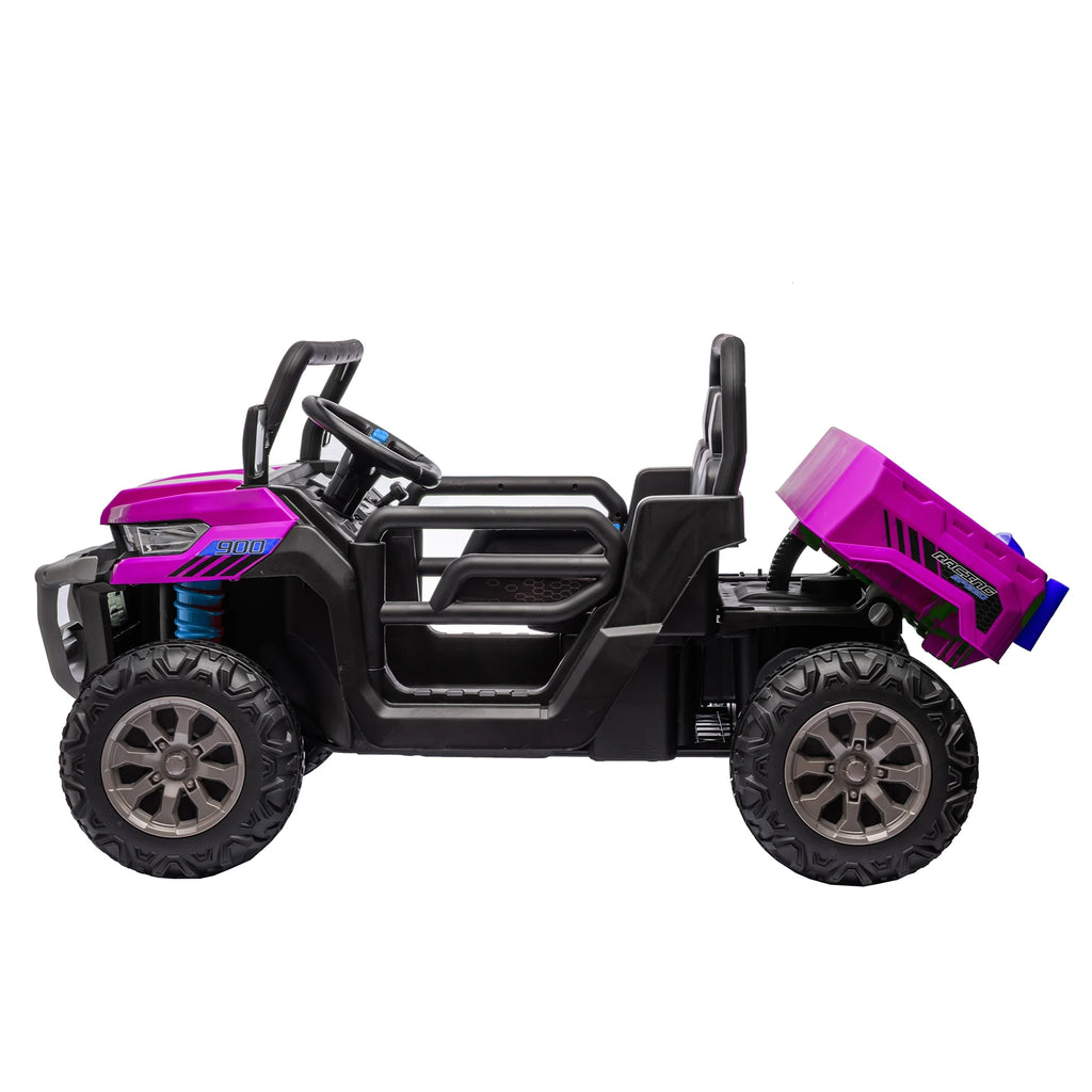 Xuanlur 24V 2 Seater Kids Ride on Car Truck, Ride on UTV W/ 2x200W Motor, 24 Volt Ride on Toys W/ Dump Bed/Shovel, Electric Car for Kids W/ Durable Tires, LED Light, Music, Remote Control, Black