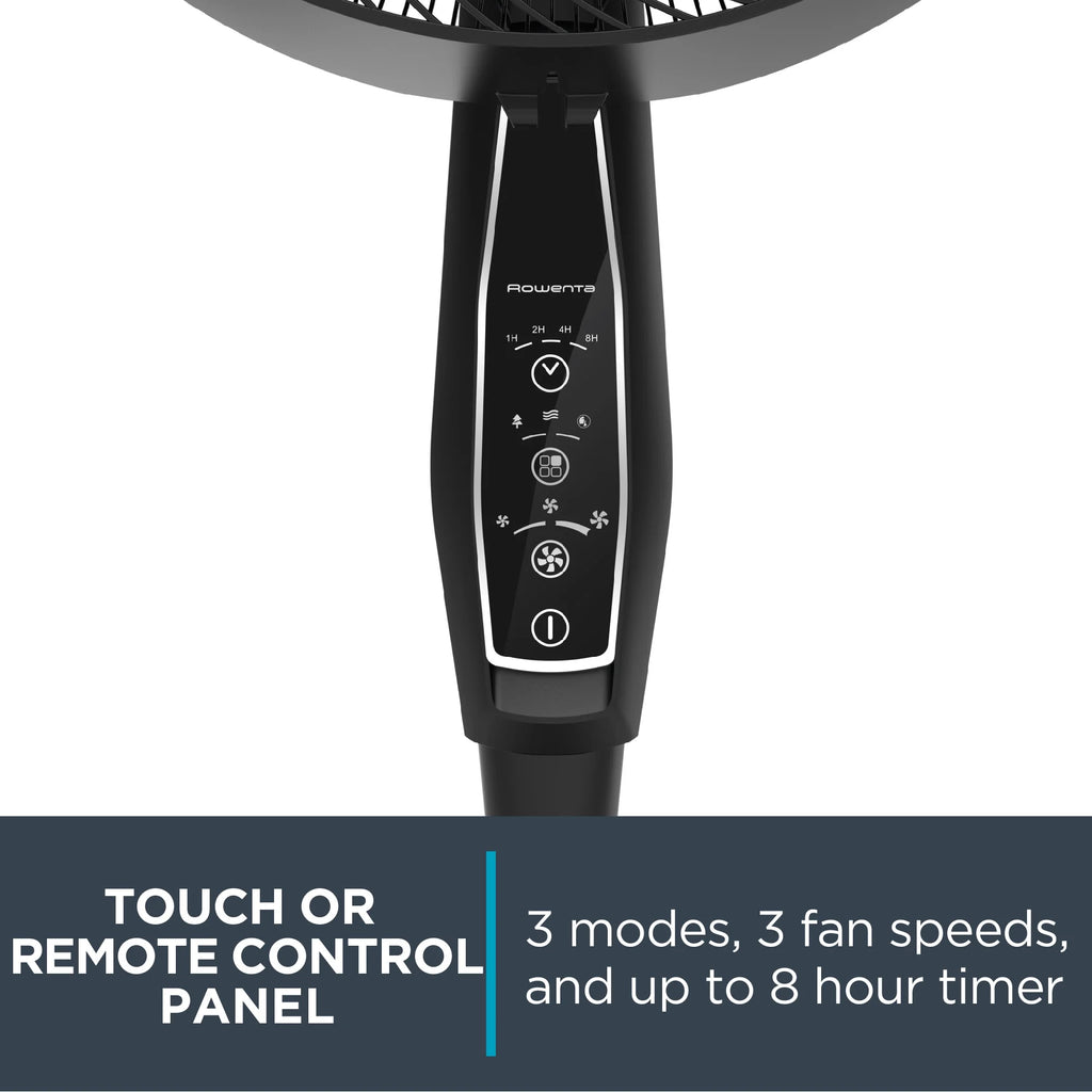 Rowenta Turbo Silence Standing Floor Fan with Remote, 53 Inch, Portable, 5 Speeds, VU5670