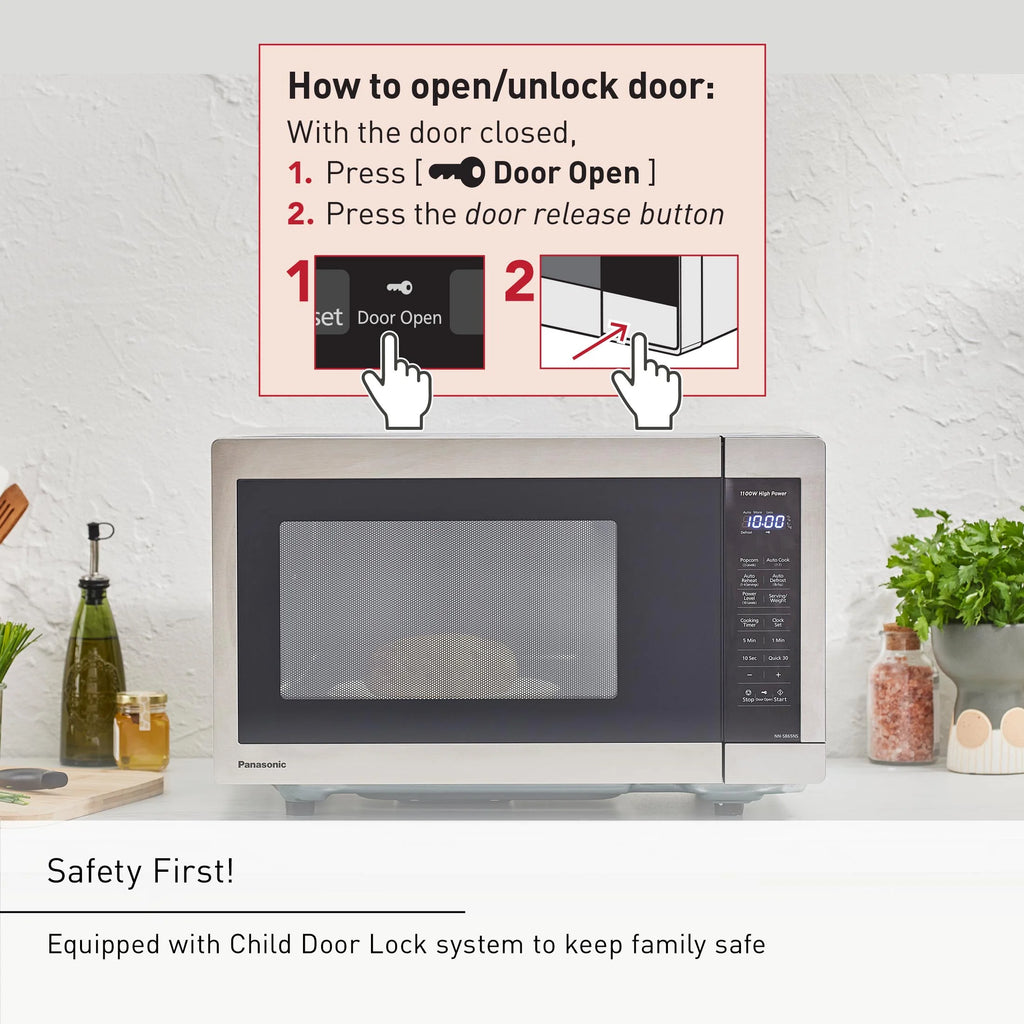 Panasonic 1.3 cu ft Countertop Microwave Oven in Glass Door