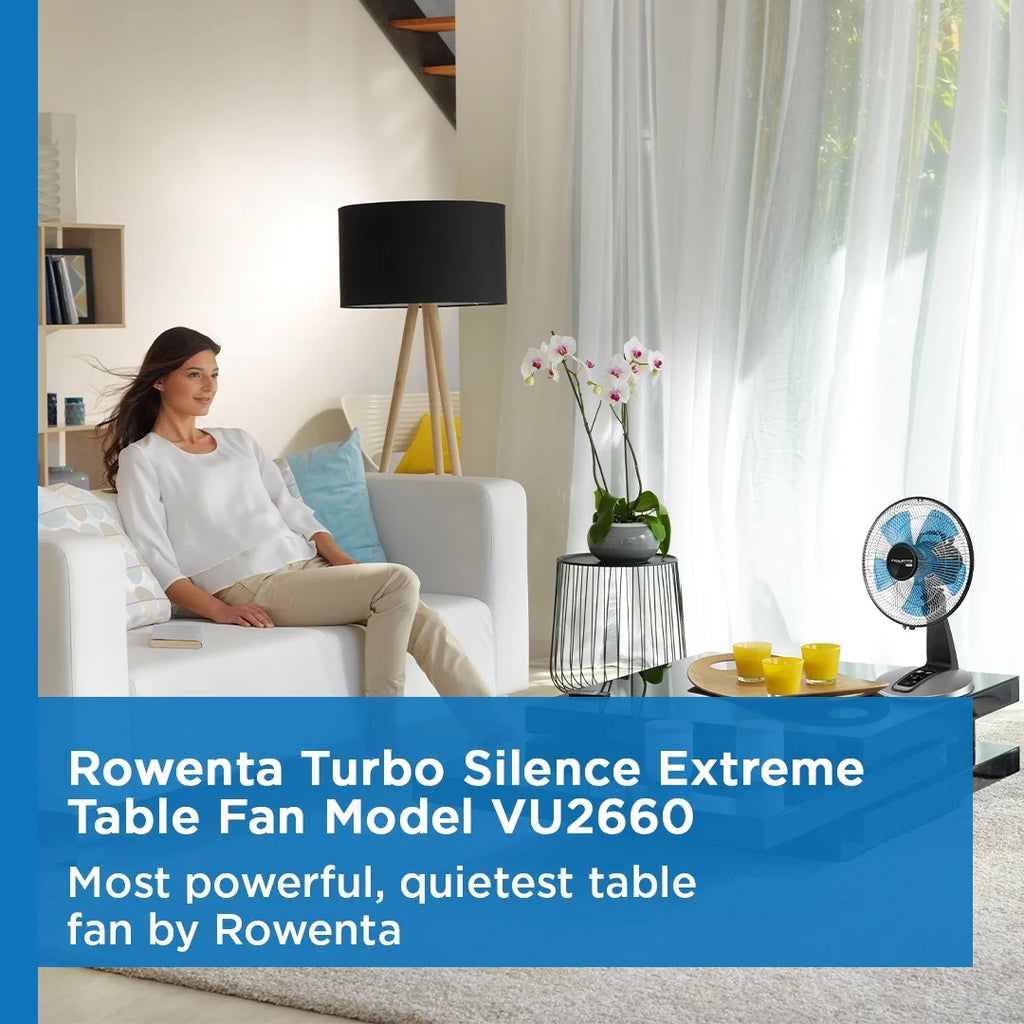 Rowenta Turbo Silence Standing Floor Fan with Remote, 53 Inch, Portable, 5 Speeds, VU5670