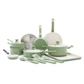 GreenPan Essence 17-Piece Ceramic Nonstick Cookware �C Toxin-Free, Dishwasher & Oven Safe, Green