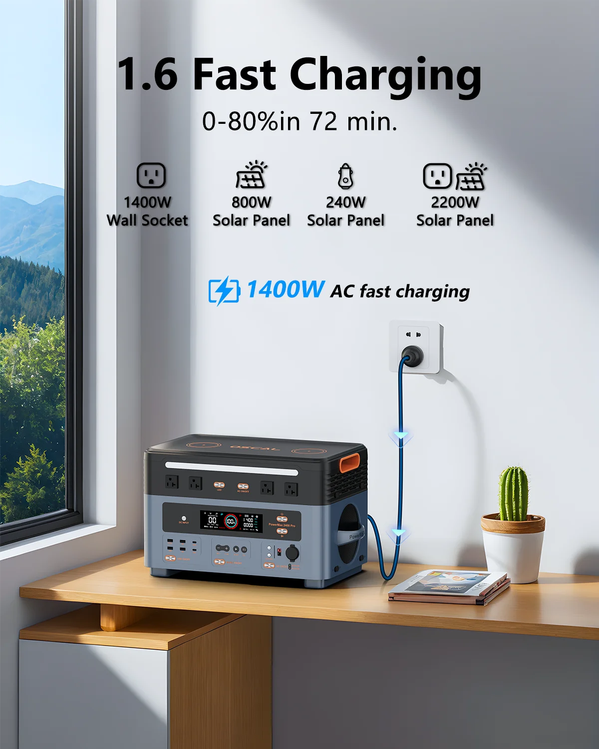 OSCAL PowerMax 6000 Portable Power Station, 3600Wh LiFePO4 Battery with 6000W Output, BP3600 Expansion Battery & 200W Solar Panels, Solar Generator for Camping, Home, Outdoor, Emergency Use