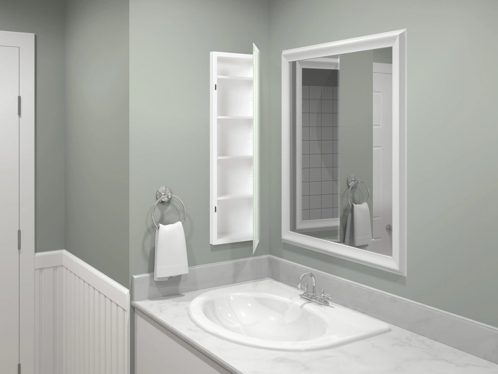 American Pride Beveled Mirror Medicine Cabinet, 12 x 36 in., Frameless