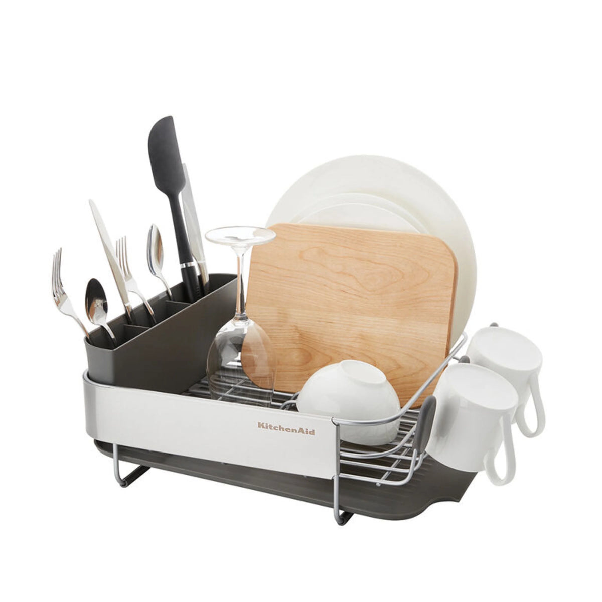 Kitchenaid Stainless Steel Wrap Compact Dish Rack in Satin Gray