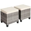 Costway 2PCS Patio Rattan Cushioned Ottoman Seat  Foot Rest TableTurquoise