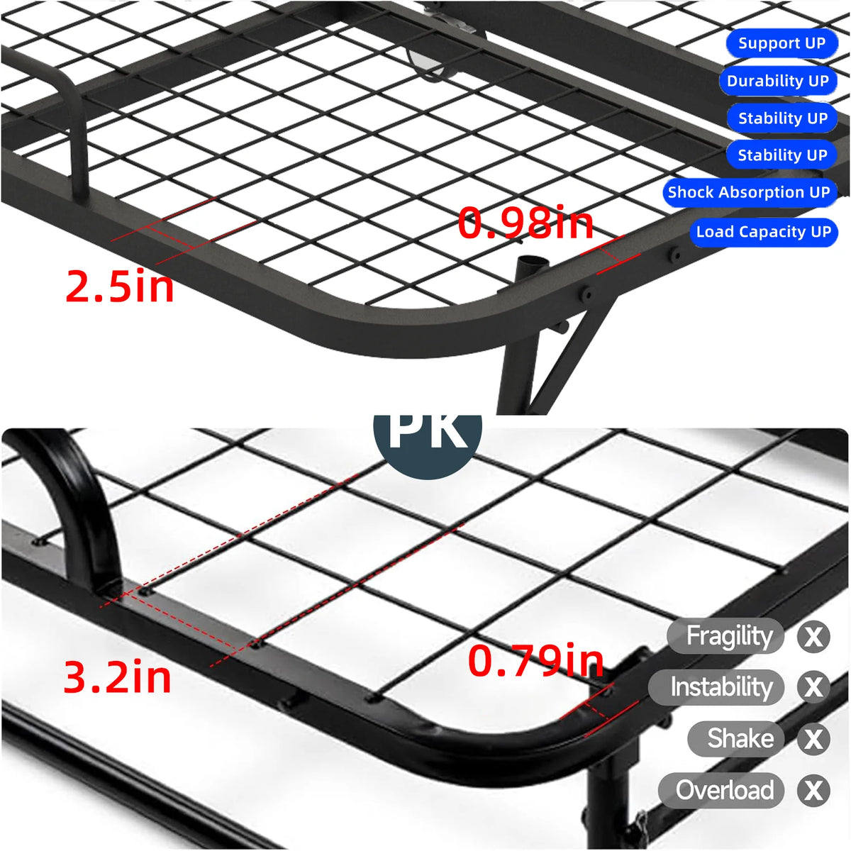 Full Size Folded Bed with Mattress, 75" x 54" Folding Bed, Twin Bed, Rollaway Bed Guest Bed for Adults with Sturdy Frame