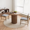 Rophefx 35.4" Solid Wood Round Dining Table with Handcrafted Relief Pedestal,Circle Dining Table,Walnut