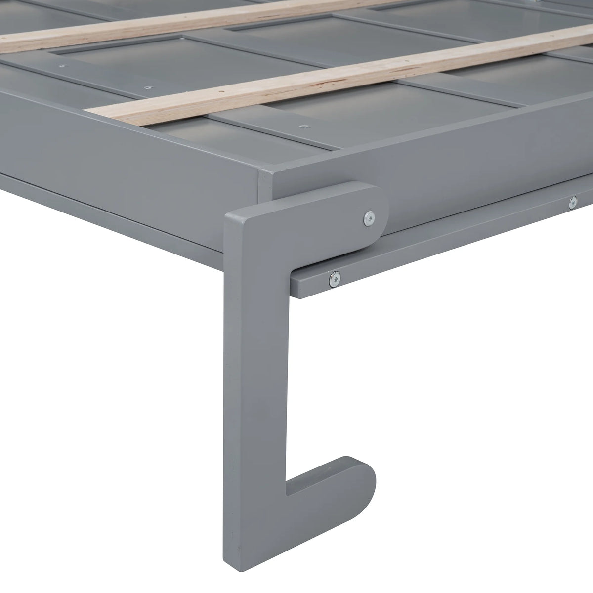 Queen Size Murphy Bed Wall Bed with Top Shelves & USB Charging, Space-Saving Cabinet Bed with Flexible Slats, Gray Modern Foldable Bed