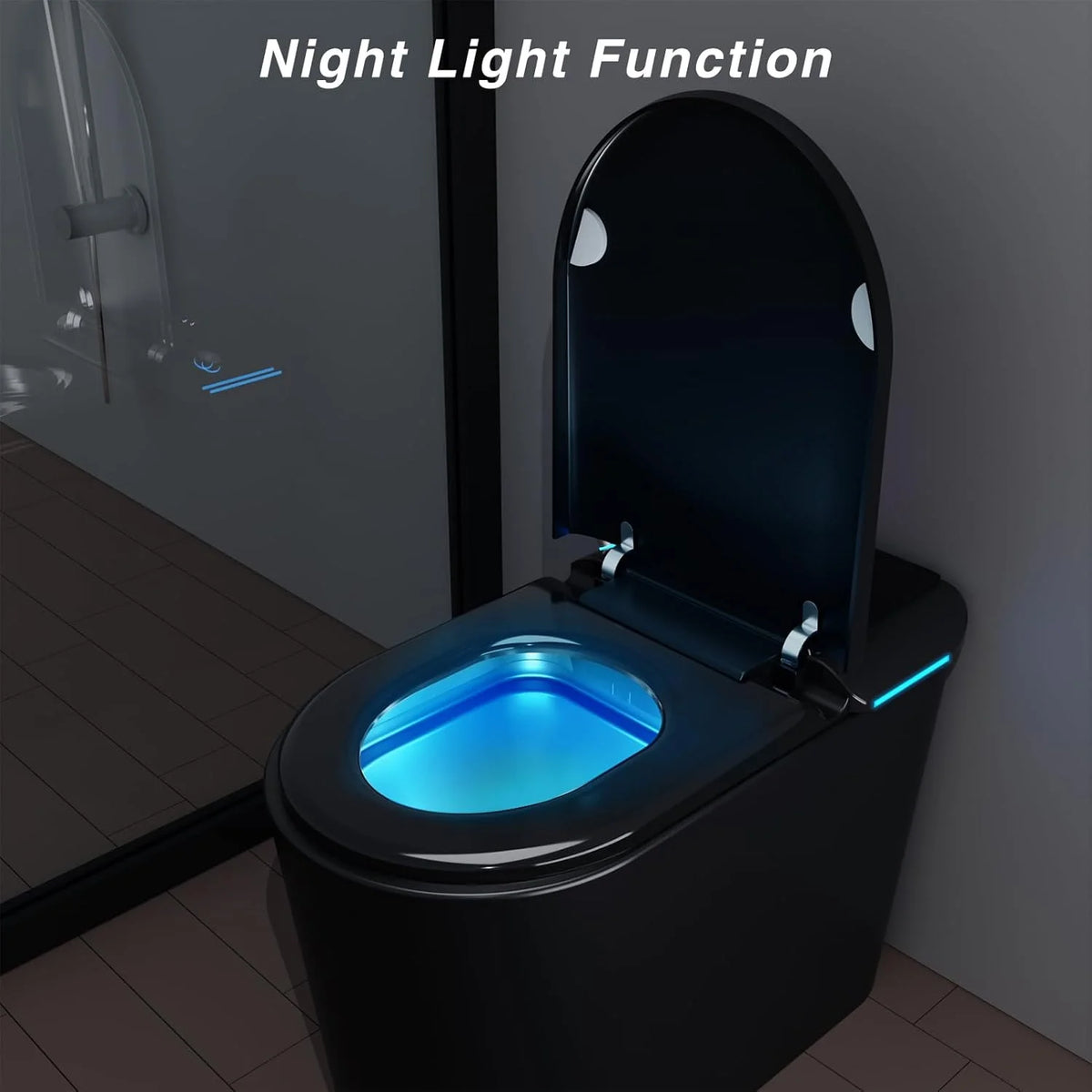 LALAHOO Smart Toilet with Bidet Built in, Auto Open & Close, Elongated Heated seat, Foot Sensor Flush, LED Display, Warm Water Wash, Dryer, Night Light, Black