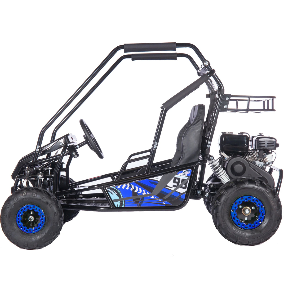 MotoTec Mud XL 212cc 2 Seat Go Kart Full Suspension Blue