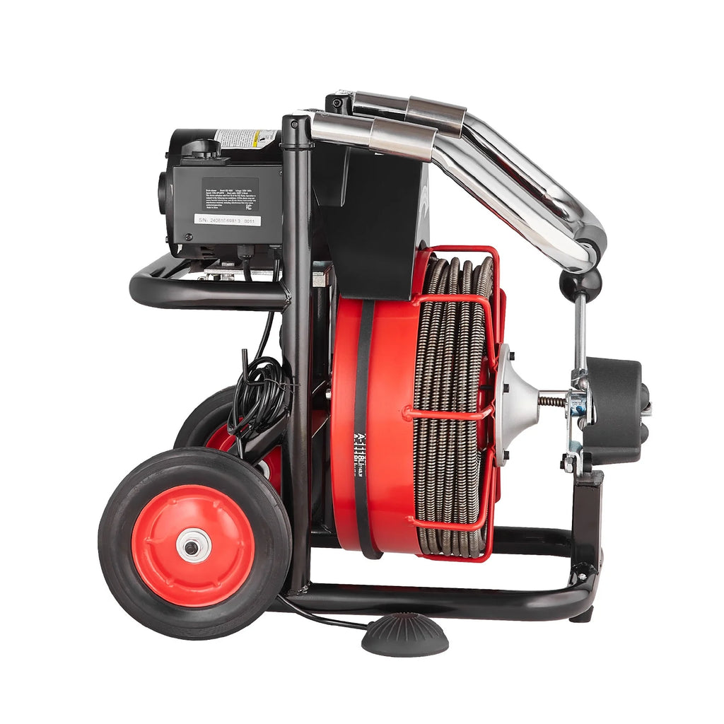 Drain Cleaner Machine Electric Drain Auger 100FT x 3/8 In Auto Feed