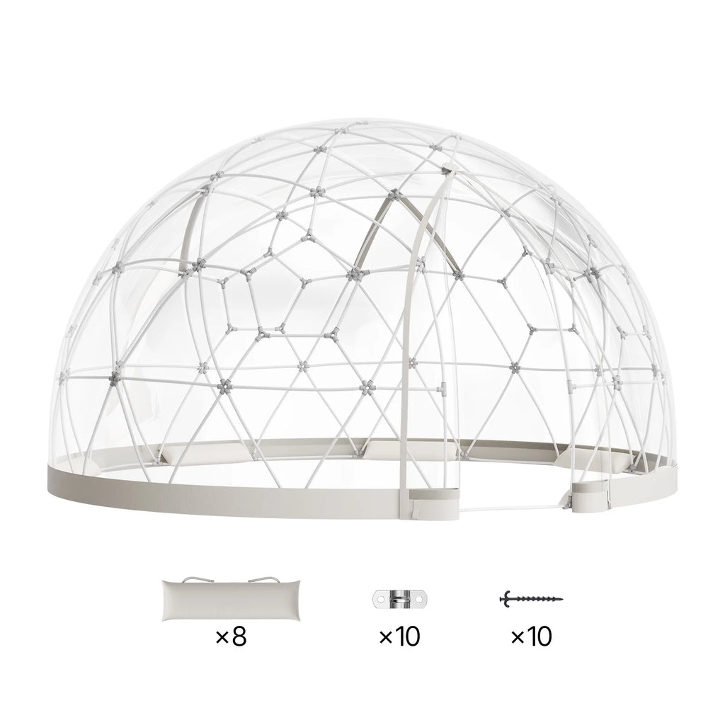 VEVOR Garden Dome Tent, 12 x 7.2 ft Outdoor Clear Bubble Tent for 4-7 Person, Weatherproof Geodesic Dome Greenhouse with Window, PVC Igloo Tents for Backyard Patios Camping Party Wedding