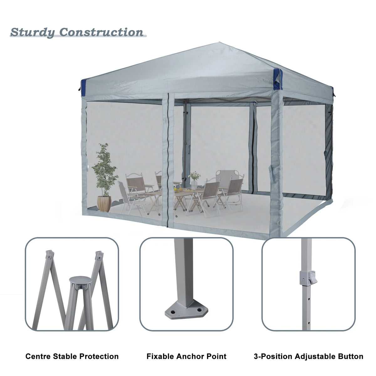 Aoodor 12'x12' Pop Up Canopy with Removable Mesh Sidewalls, Outdoor Portable Instant Shelter Tent-Black
