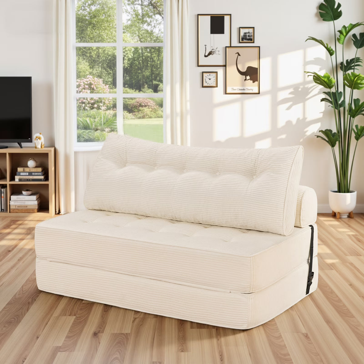 Hommpa Folding Sofa Bed Foldable Couch Bed Convertible Futon Chair with High Density Foam Filling with Pillow for Adult,Comfort chair bed for Living Room Bedroom,Gray,Single